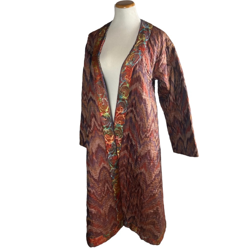 Quilted Rust Multi-Color Long Trench Coat